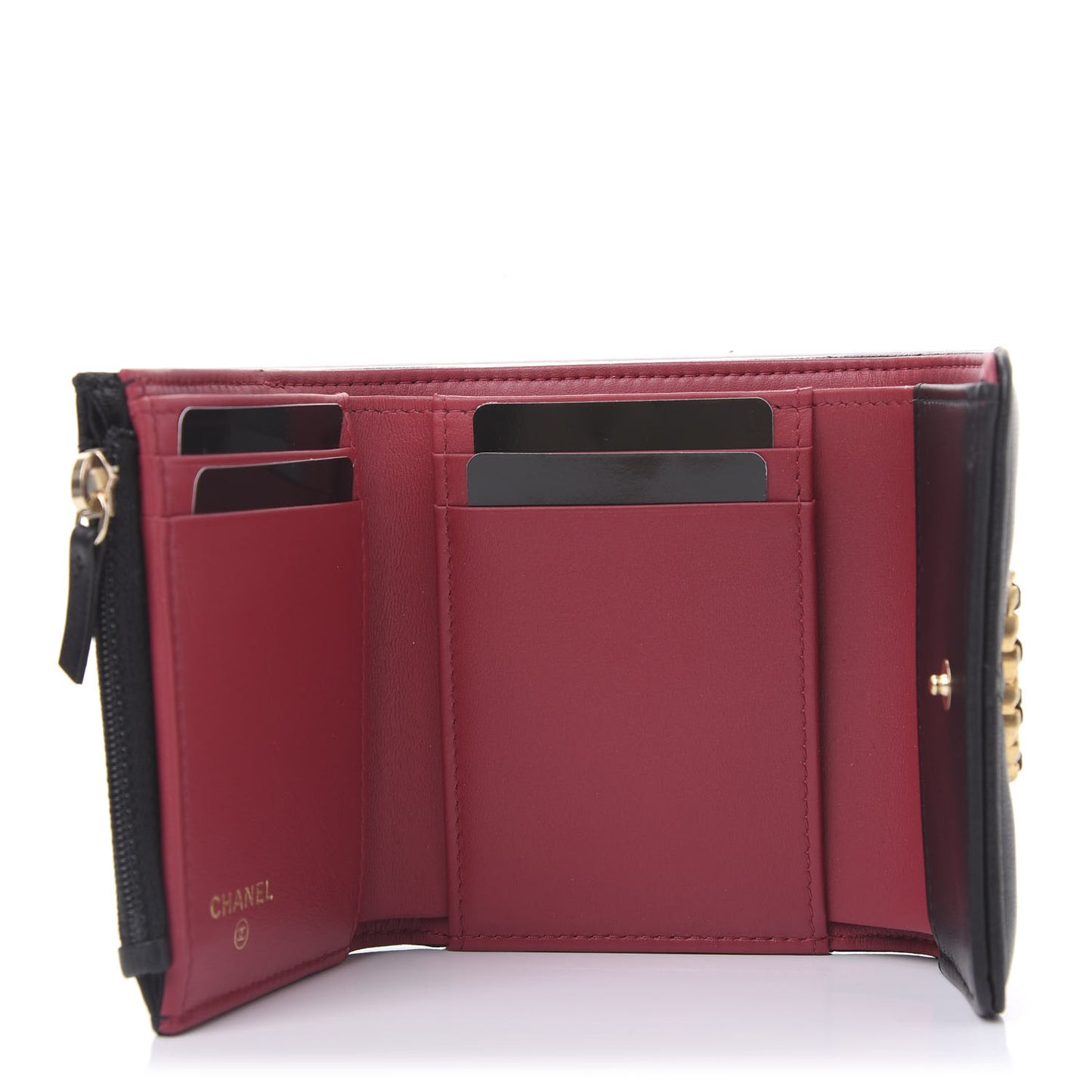 Lambskin Quilted 19 Small Flap Wallet Black
