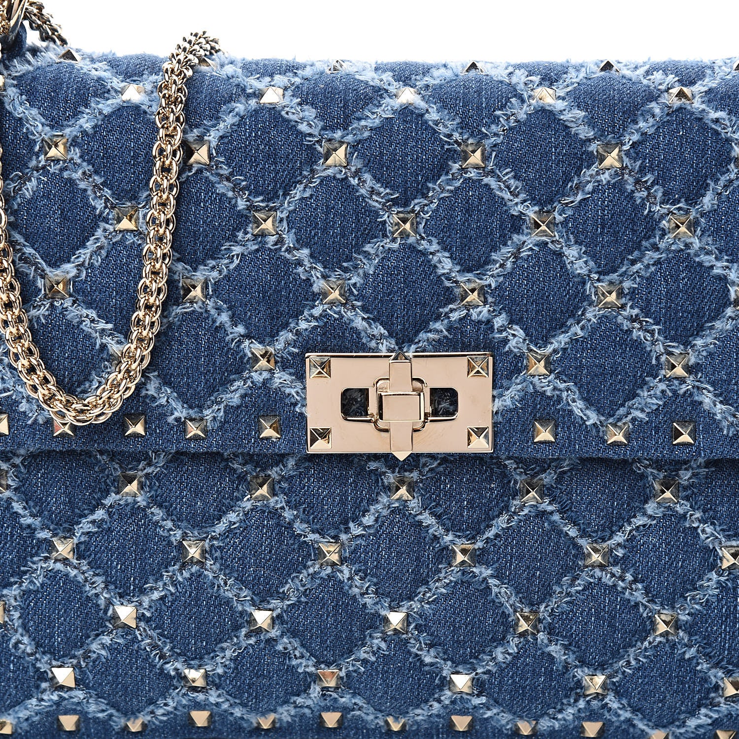 Valentino Garavani Denim Medium Rockstud Spike Shoulder Bag Denim 9 of 9