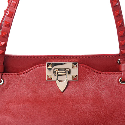 Valentino Garavani Vitello Monochrome Medium Rockstud Tote Rosso Valentino 10 of 10