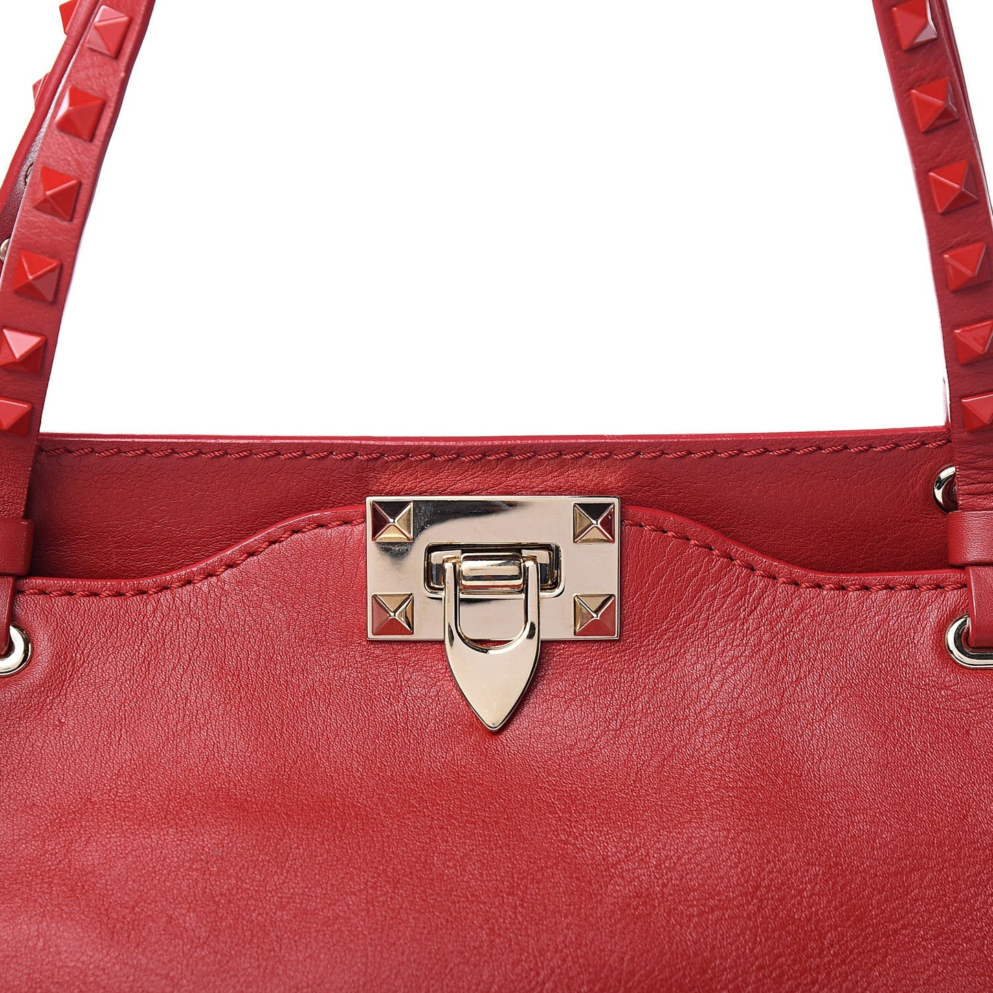 Vitello Monochrome Medium Rockstud Tote Rosso Valentino