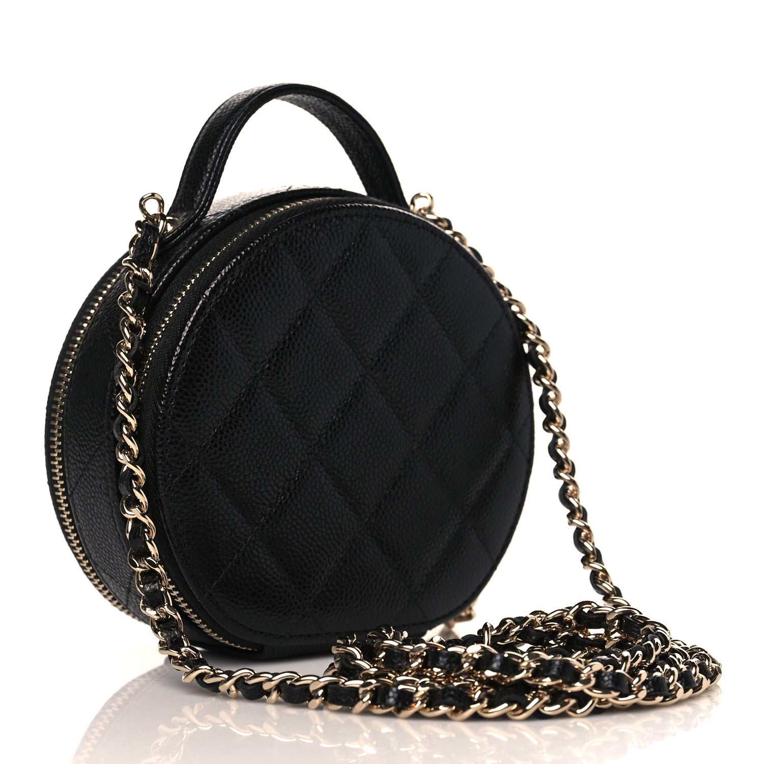Chanel Caviar Quilted Round Handle With Care Vanity With Chain Black 3 of 11