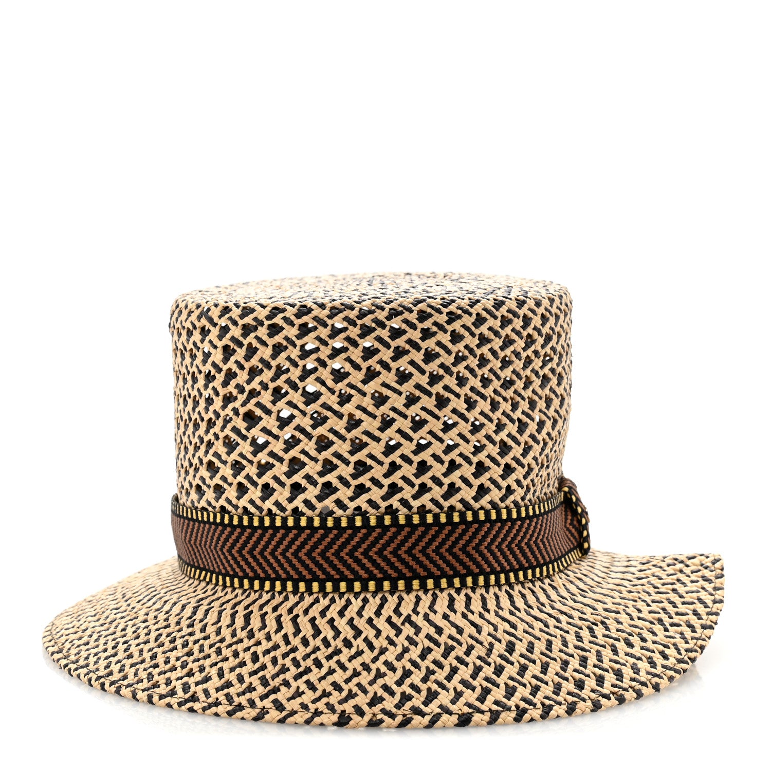 Hermes Straw Adele Panama Hat 58 Naturel Marron Jaune 6 of 12