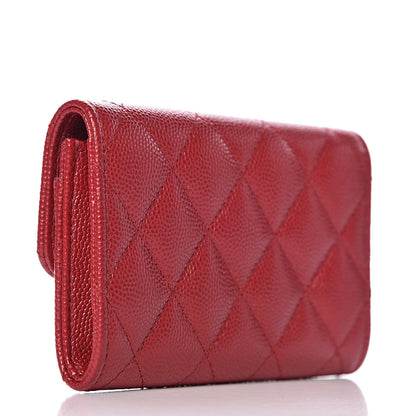 Chanel Caviar Quilted Flap Card Holder Wallet Red 3 of 9
