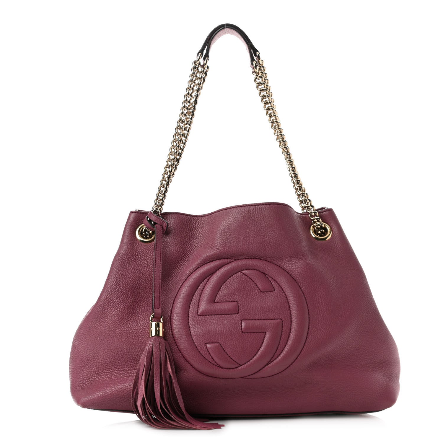 Gucci Pebbled Calfskin Medium Soho Chain Shoulder Bag Peonia Flower 1 of 15