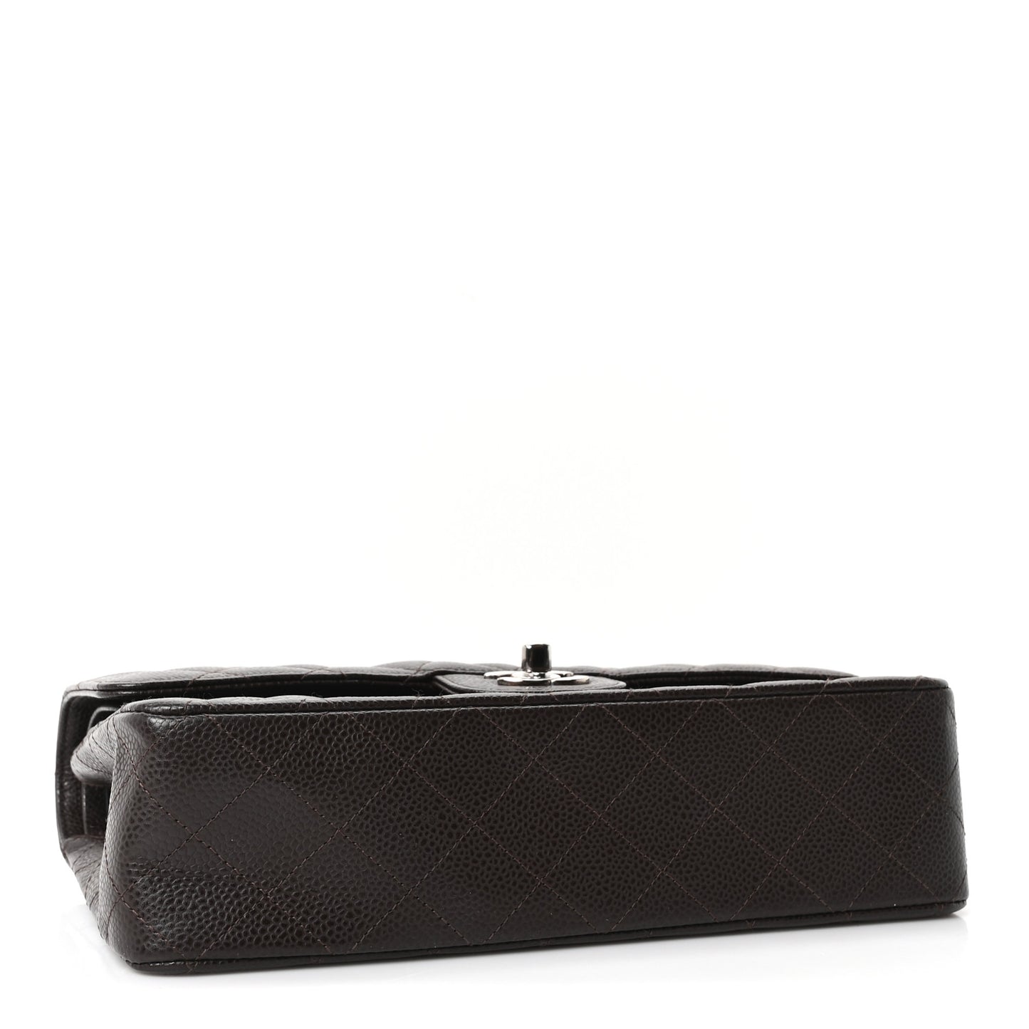 Caviar Quilted Medium Double Flap Brown
