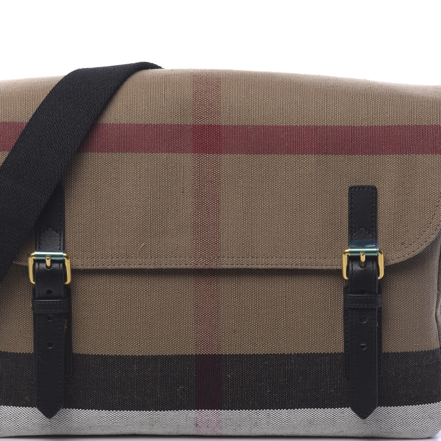 Canvas Mega Check Large Baildon Messenger Bag Black