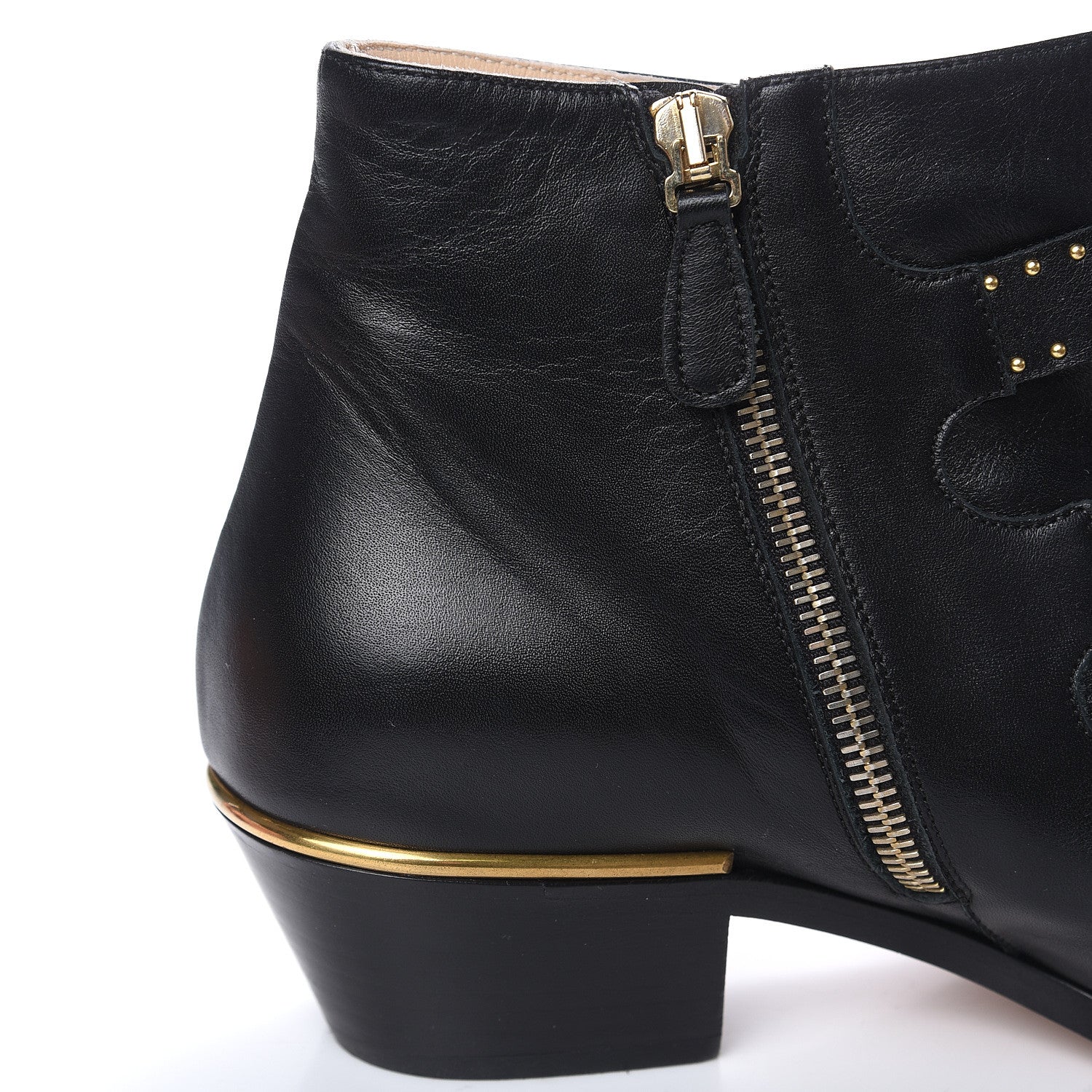 Chloe Nappa Sheepskin Studded Susanna Ankle Boots 39.5 Black 9 of 9