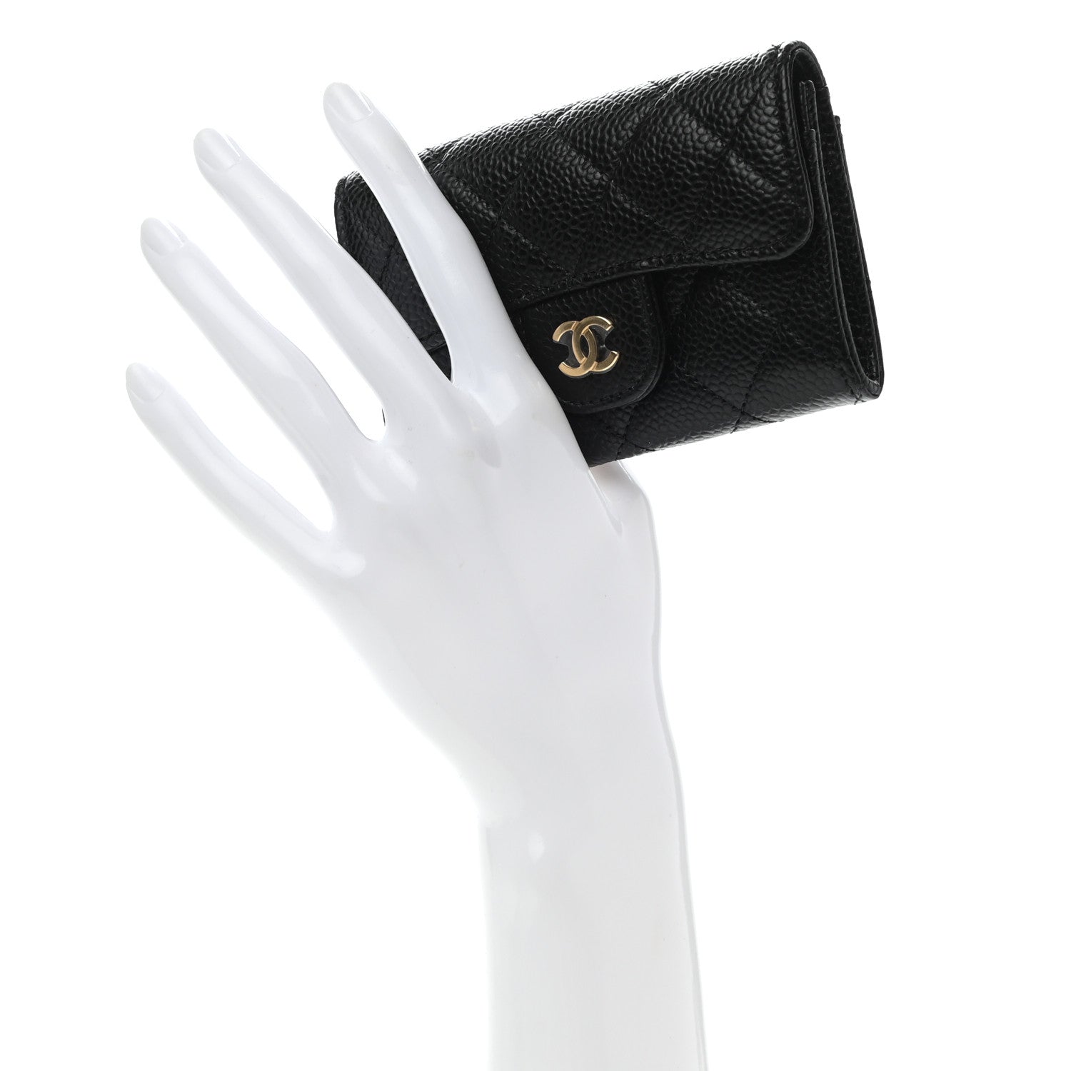 Chanel Caviar Quilted Flap Card Holder Wallet Black 2 of 9