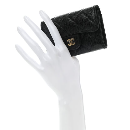 Chanel Caviar Quilted Flap Card Holder Wallet Black 2 of 9