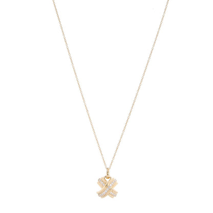 Tiffany 18K Yellow Gold Diamond Signature X Pendant Necklace 1 of 5