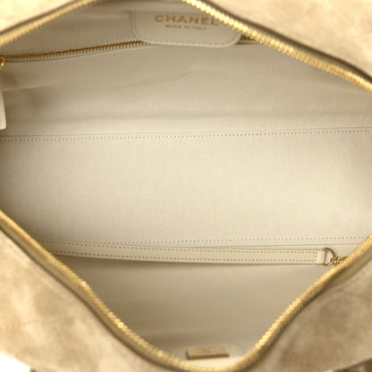 Chanel Suede Calfskin Large Perfect Bowling Bag Dark Beige 9 of 18