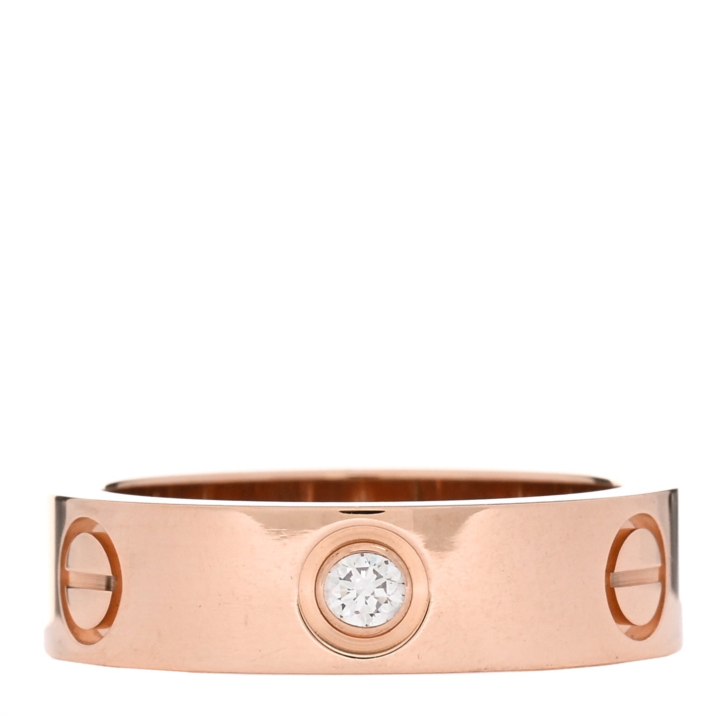 18K Pink Gold 3 Diamond 5.5mm LOVE Ring 54 6.75