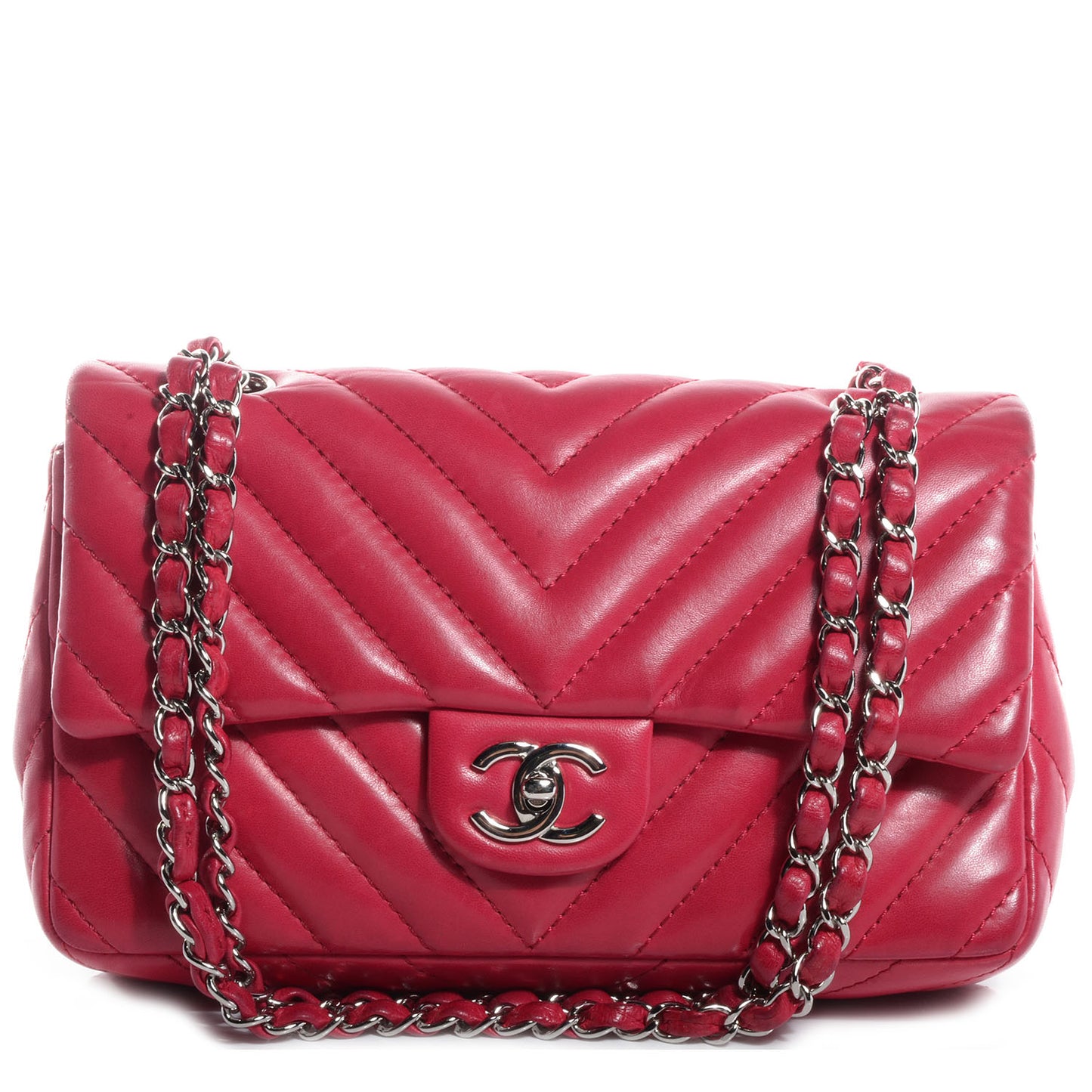 Lambskin Surpique Chevron Medium Flap Dark Pink