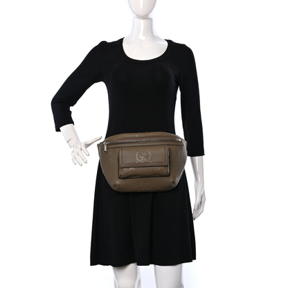 Gucci Piuma Calfskin Jumbo GG Embossed Pocket Belt Bag Good Taupe 2 of 8