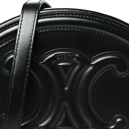 Celine Smooth Calfskin Cuir Triomphe Oval Bag Black 7 of 9