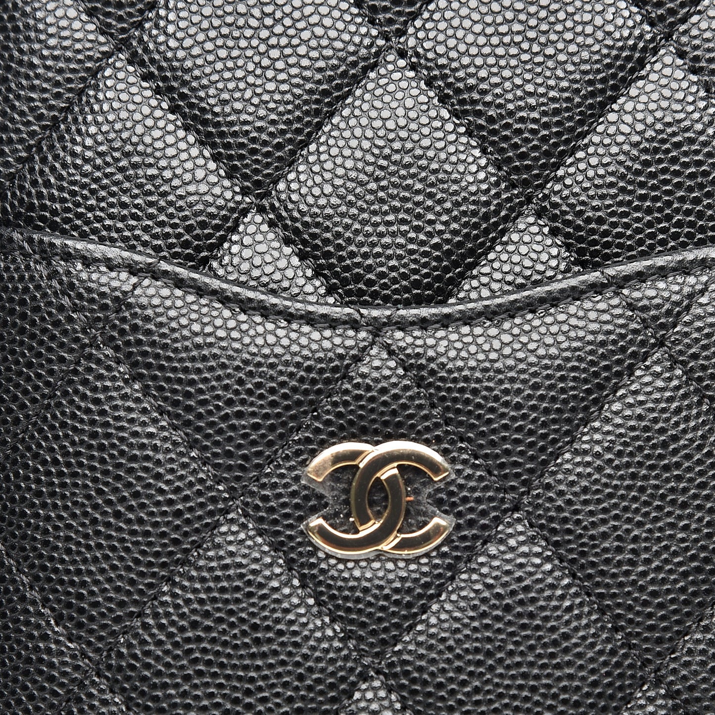 Caviar Quilted Classic Flat Wallet Pouch Black