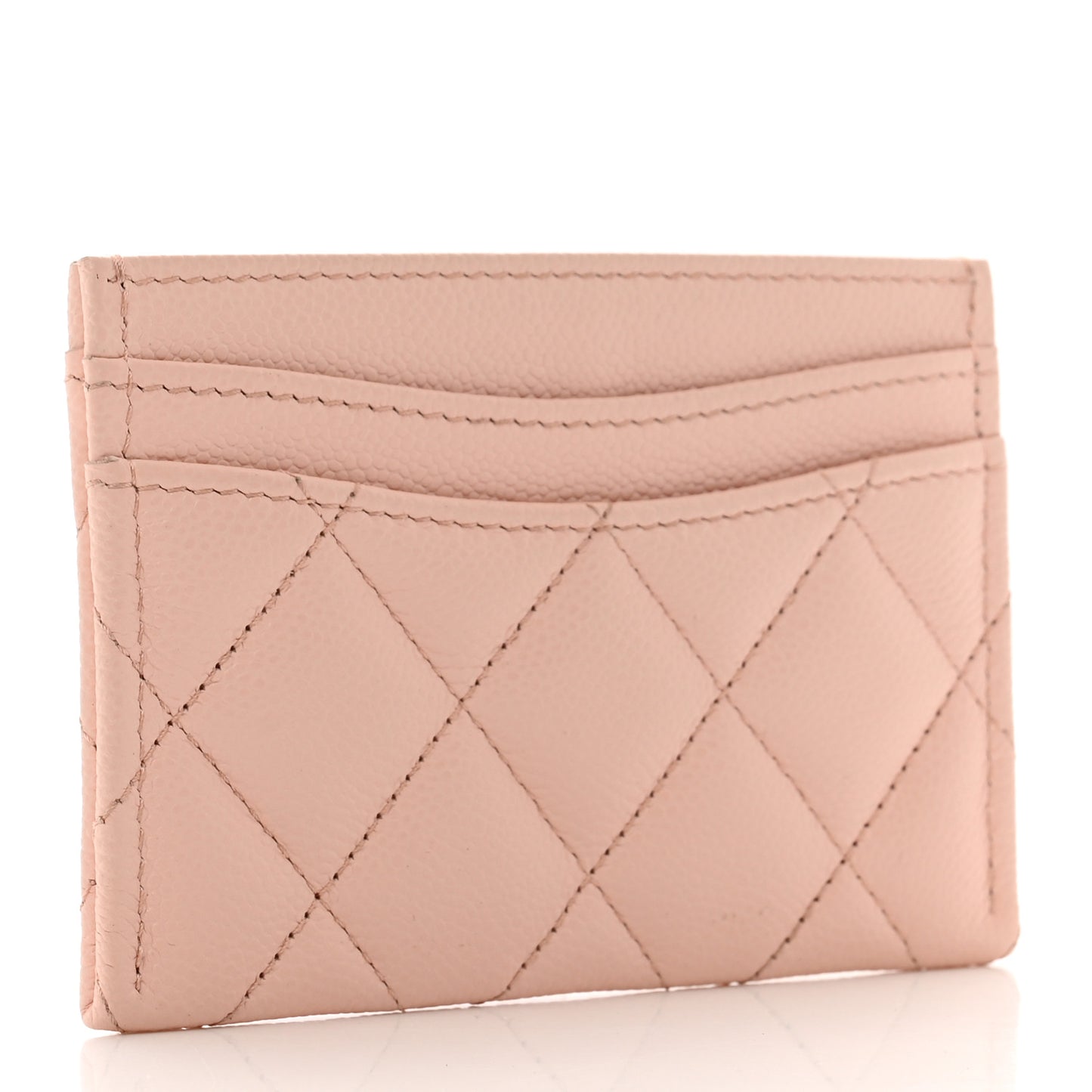 Caviar Quilted Card Holder Light Pink