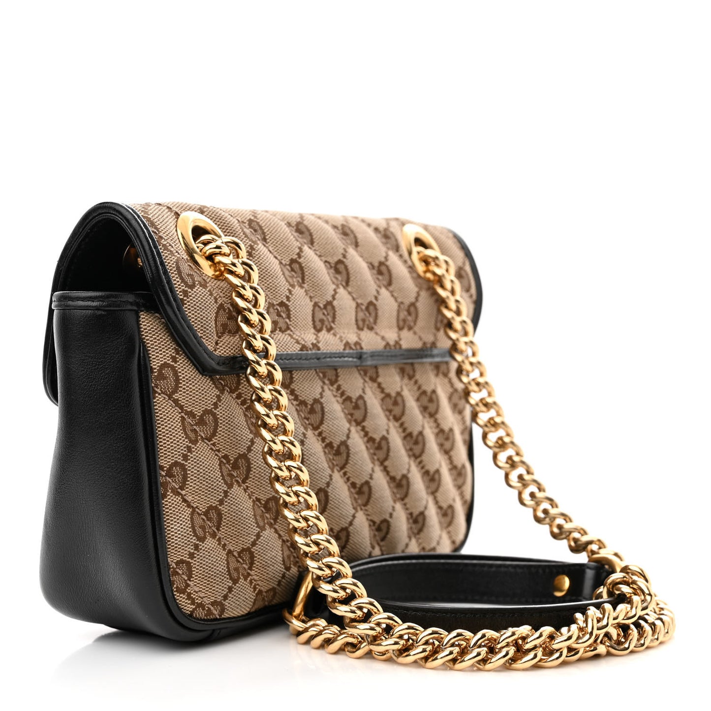 Monogram Matelasse Diagonal Mini GG Marmont Shoulder Bag Beige Black
