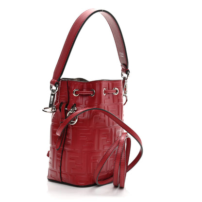 Fendi Vitello Liberty F is Fendi FF 1974 Embossed Mini Mon Tresor Bucket Bag Fragola 3 of 14