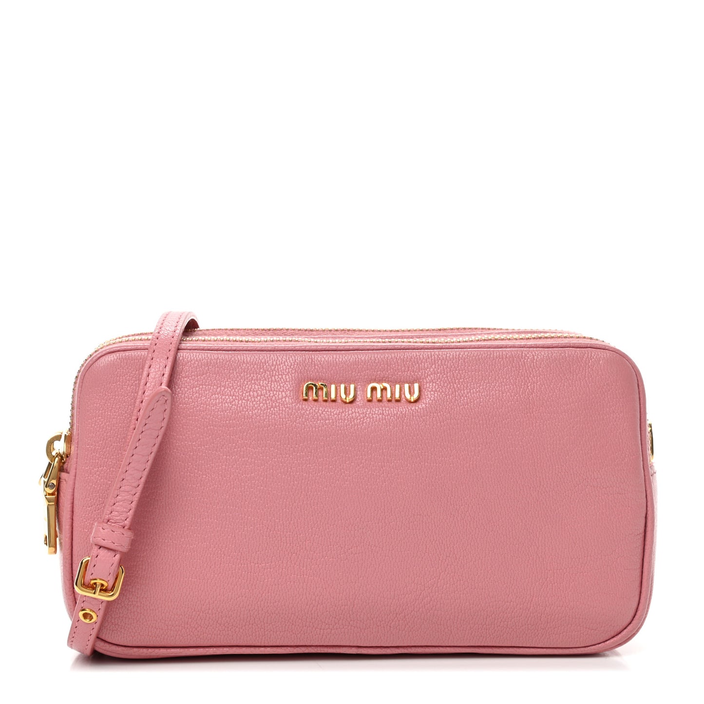Goatskin Madras Double Zip Crossbody Bag Rosa