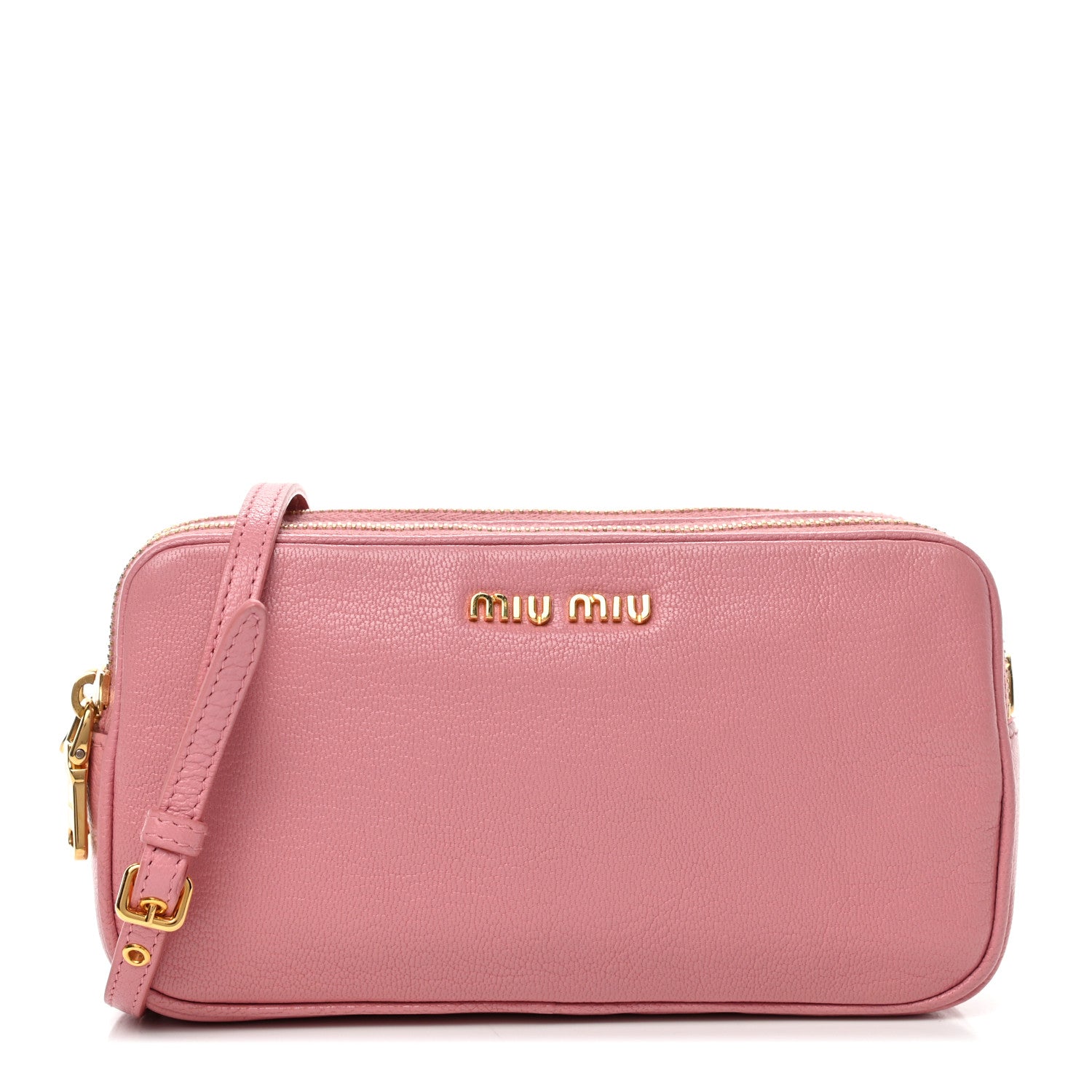 Miu Miu Goatskin Madras Double Zip Crossbody Bag Rosa 1 of 4