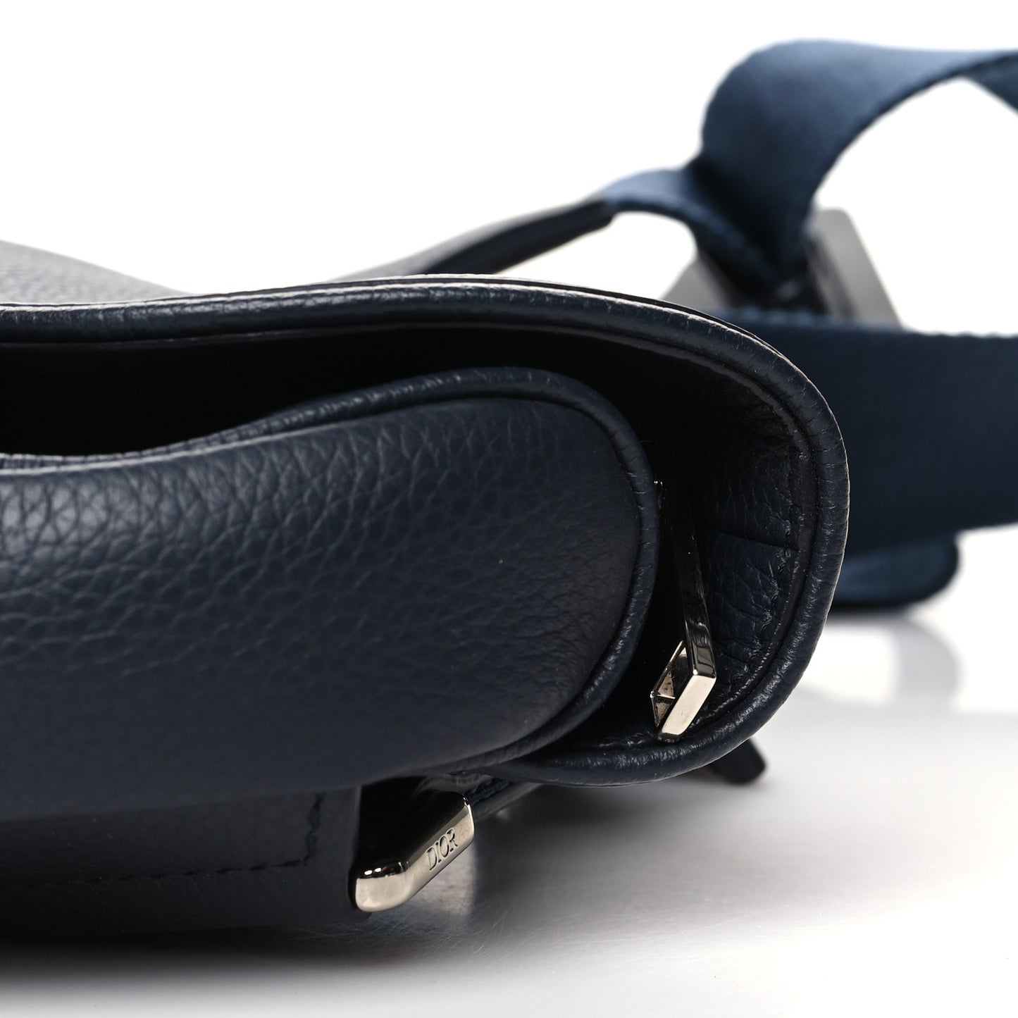 Grained Calfskin Saddle Bag Navy Blue