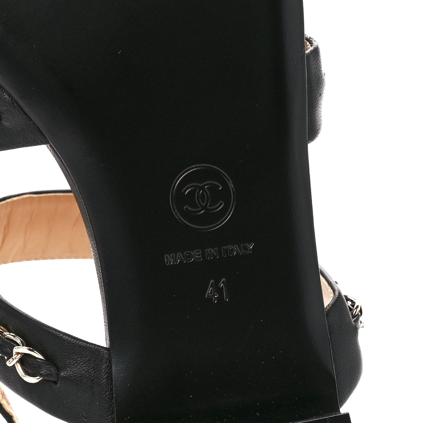 Lambskin Chain Sandals 41 Black
