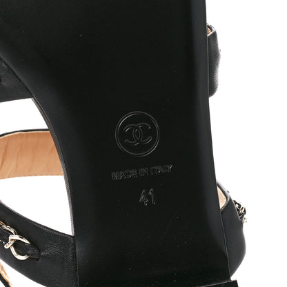 Chanel Lambskin Chain Sandals 41 Black 6 of 9