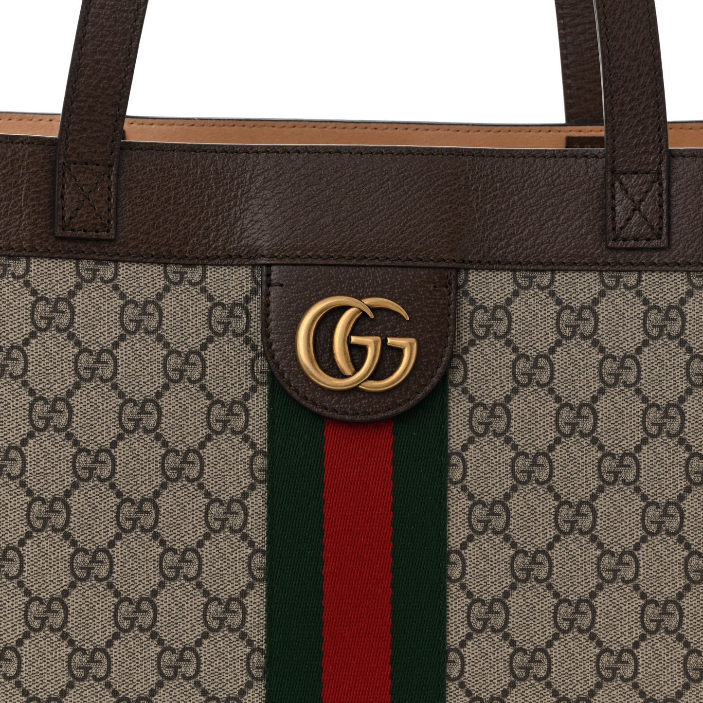 GG Supreme Monogram Web Ophidia Tote Brown