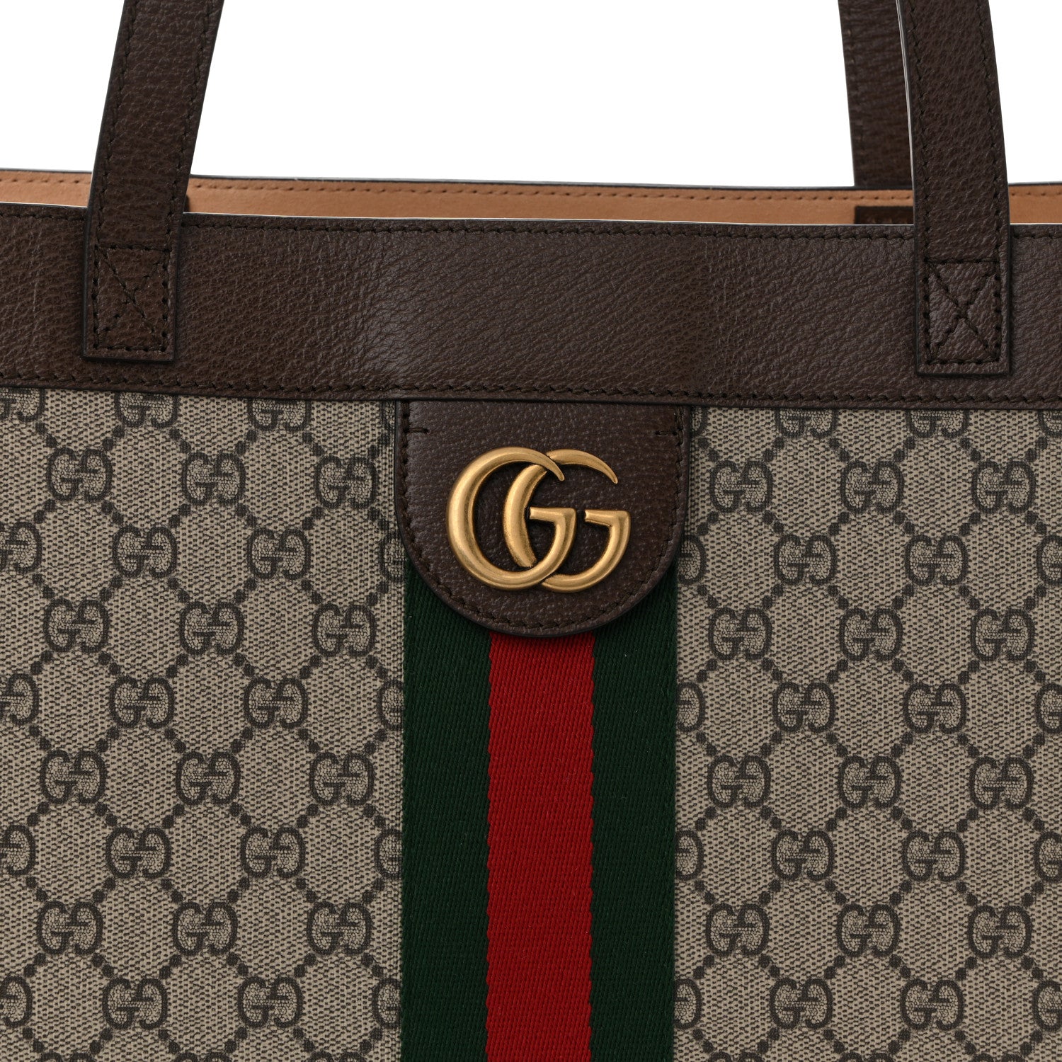 Gucci GG Supreme Monogram Web Ophidia Tote Brown 9 of 11