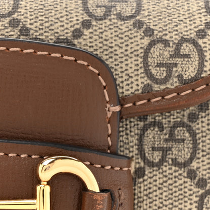 Gucci GG Supreme Monogram Azalea Calfskin Web Horsebit 1955 Wallet On Strap Beige Ebony Brown Sugar 8 of 10