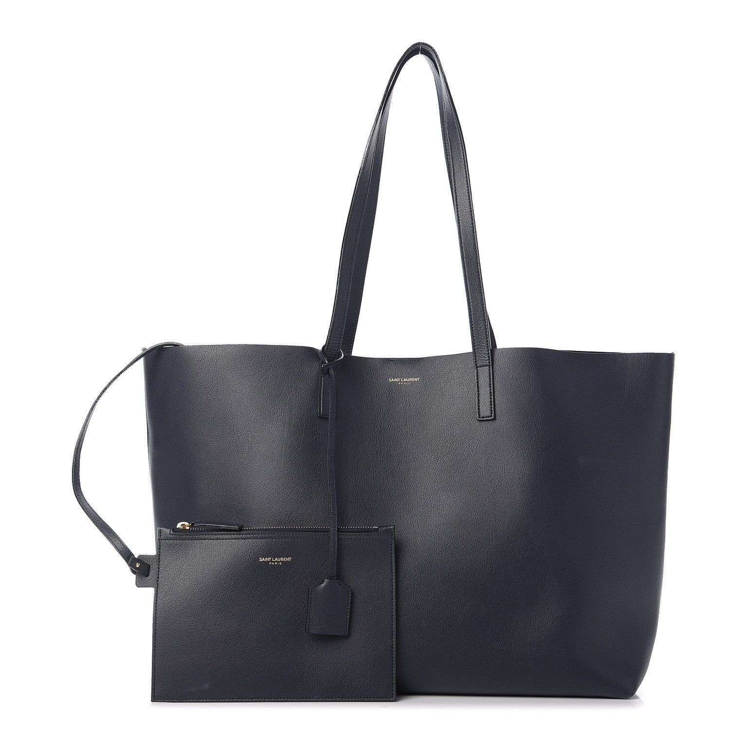 Saint Laurent Calfskin Large Shopping Tote Deep Marine 1 of 10