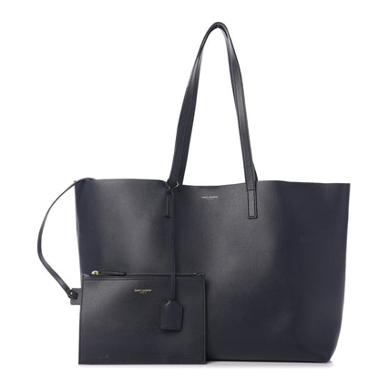 Saint Laurent Calfskin Large Shopping Tote Deep Marine 1 of 10