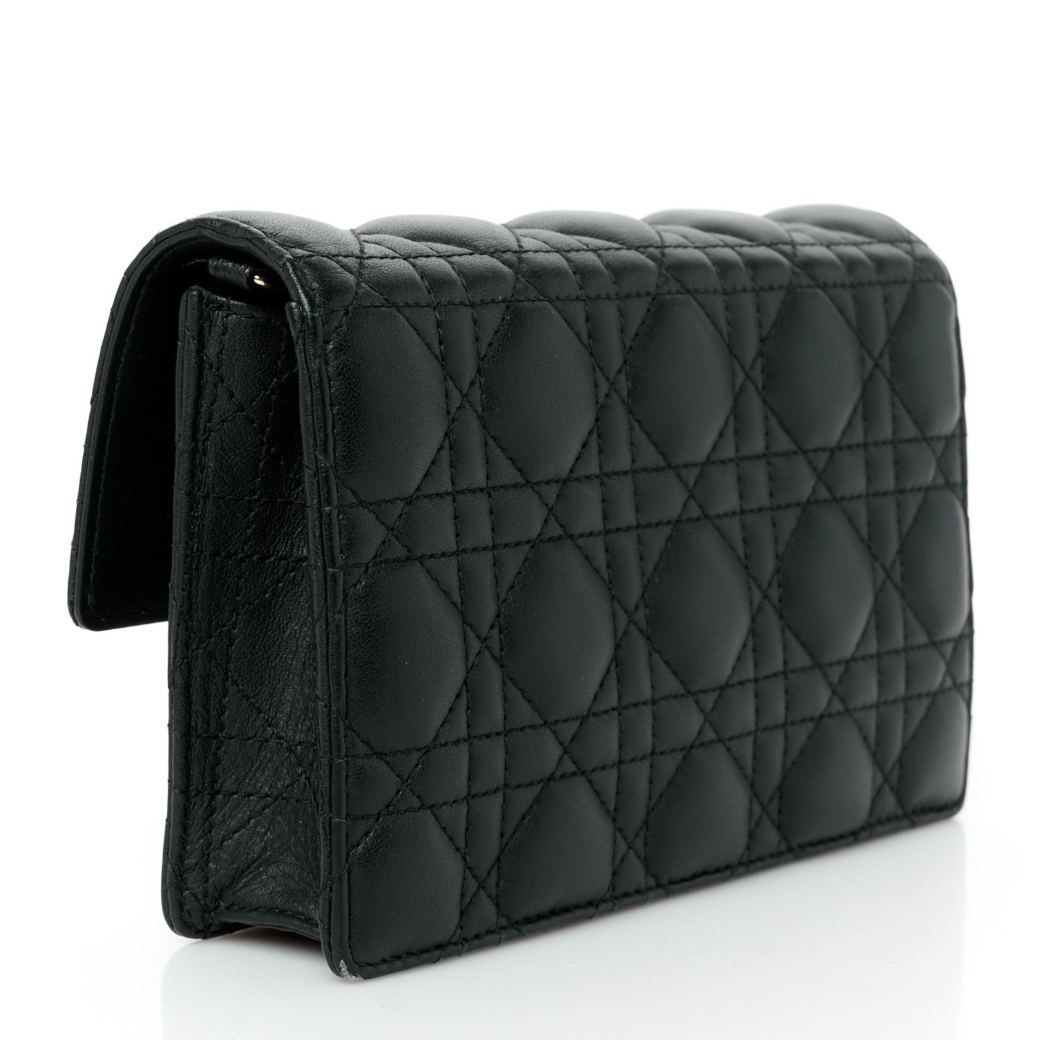 Christian Dior Lambskin Cannage Lady Dior Chain Pouch Black 2 of 9