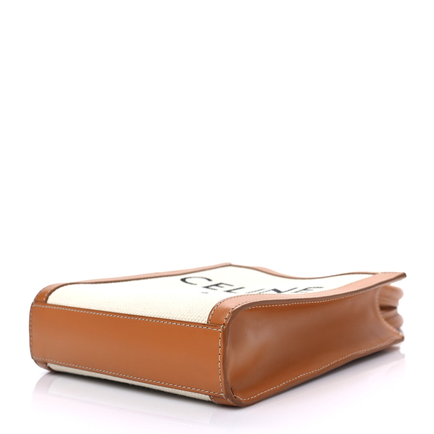 Canvas Calfskin Mini Vertical Cabas Natural Tan