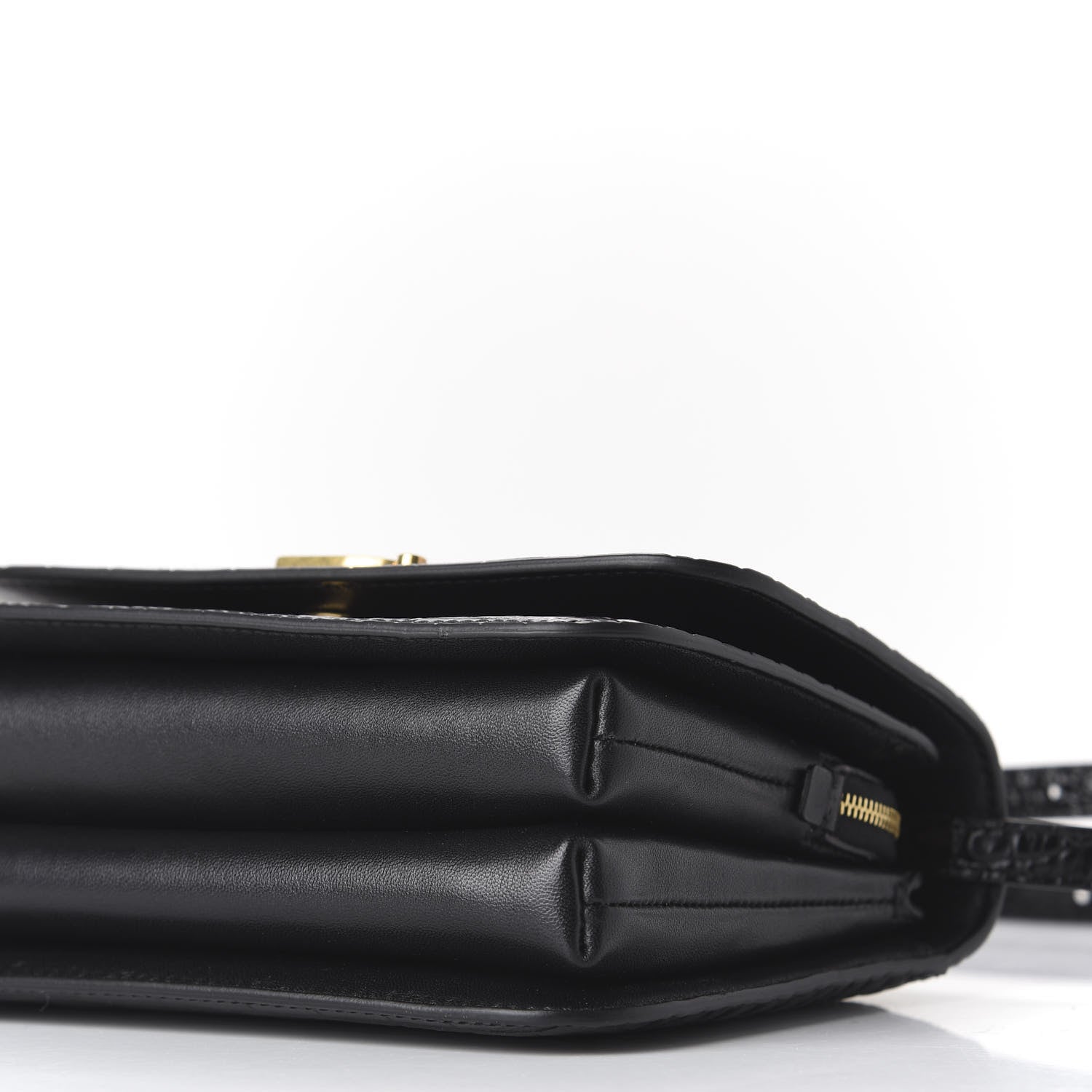 Balenciaga Shiny Calfskin Crocodile Embossed Small B Bag Black 6 of 9