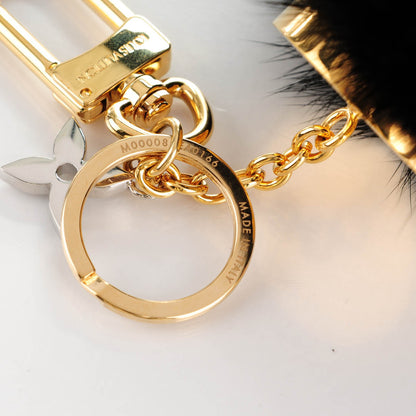 Louis Vuitton Mink Fur Bubble V Bag Charm Key Holder Black 3 of 5