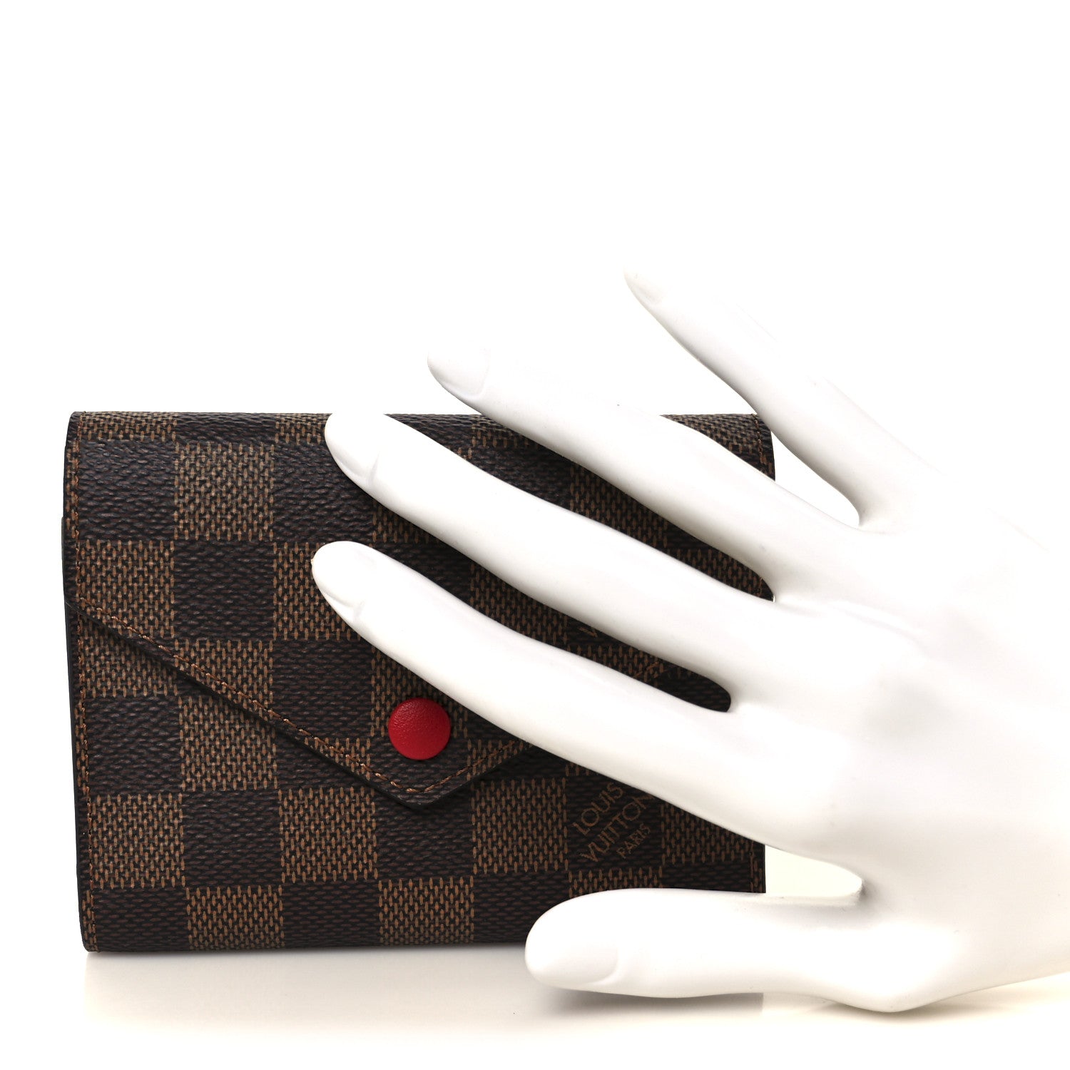Louis Vuitton Damier Ebene Victorine Wallet Red 2 of 10