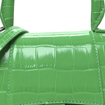 Balenciaga Shiny Calfskin Tonal B Crocodile Embossed Hourglass Top Handle Bag XS Vivid Green 9 of 11