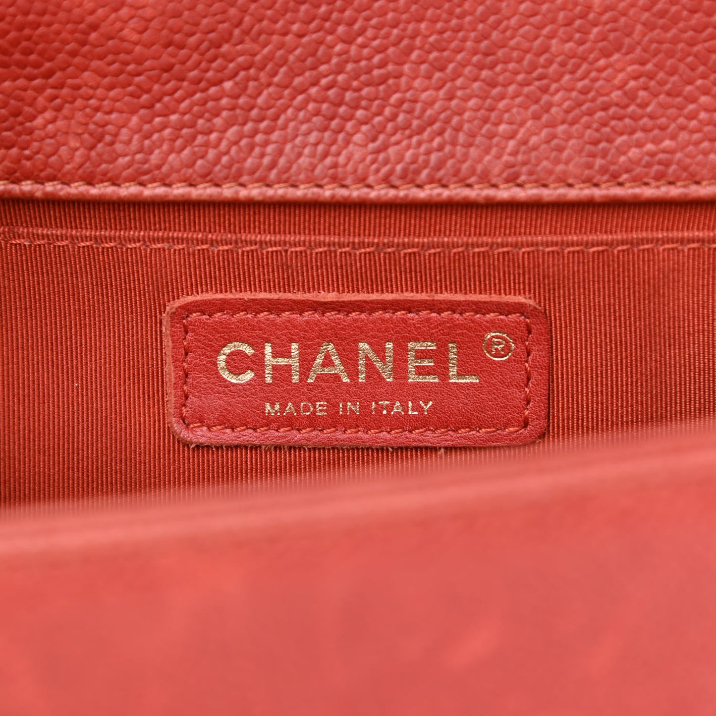 Caviar Quilted Medium Boy Flap Dark Orange