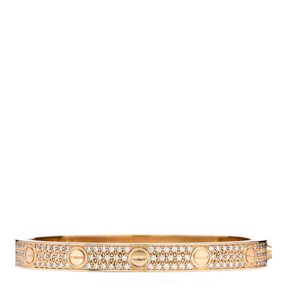 Cartier 18K Yellow Gold Diamond LOVE Paved Bracelet 17 2 of 4