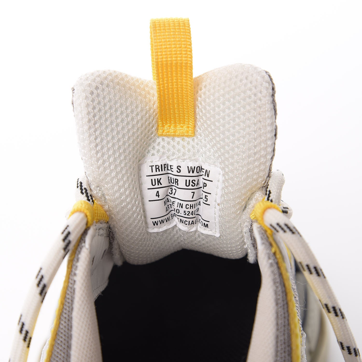 Balenciaga Fabric Mesh Womens Triple S Sneakers 37 Yellow Grey White 8 of 9
