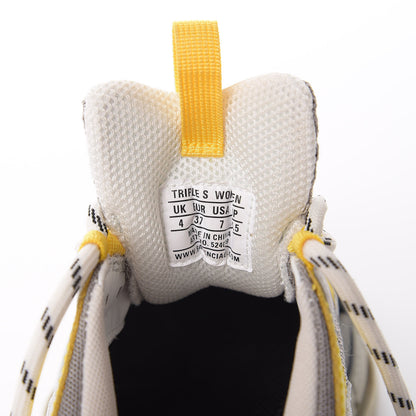 Balenciaga Fabric Mesh Womens Triple S Sneakers 37 Yellow Grey White 8 of 9