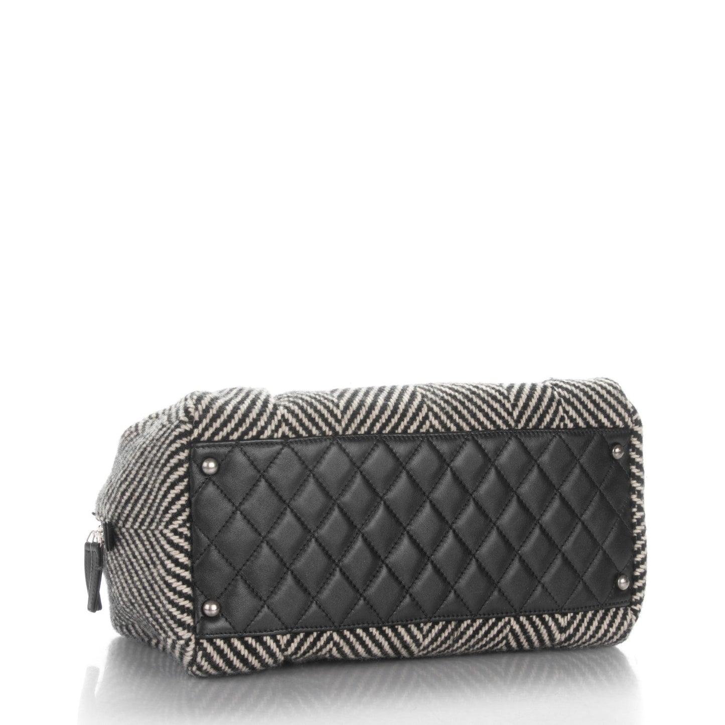 Wool Calfskin CC Chevron All Day Long Boston Black White
