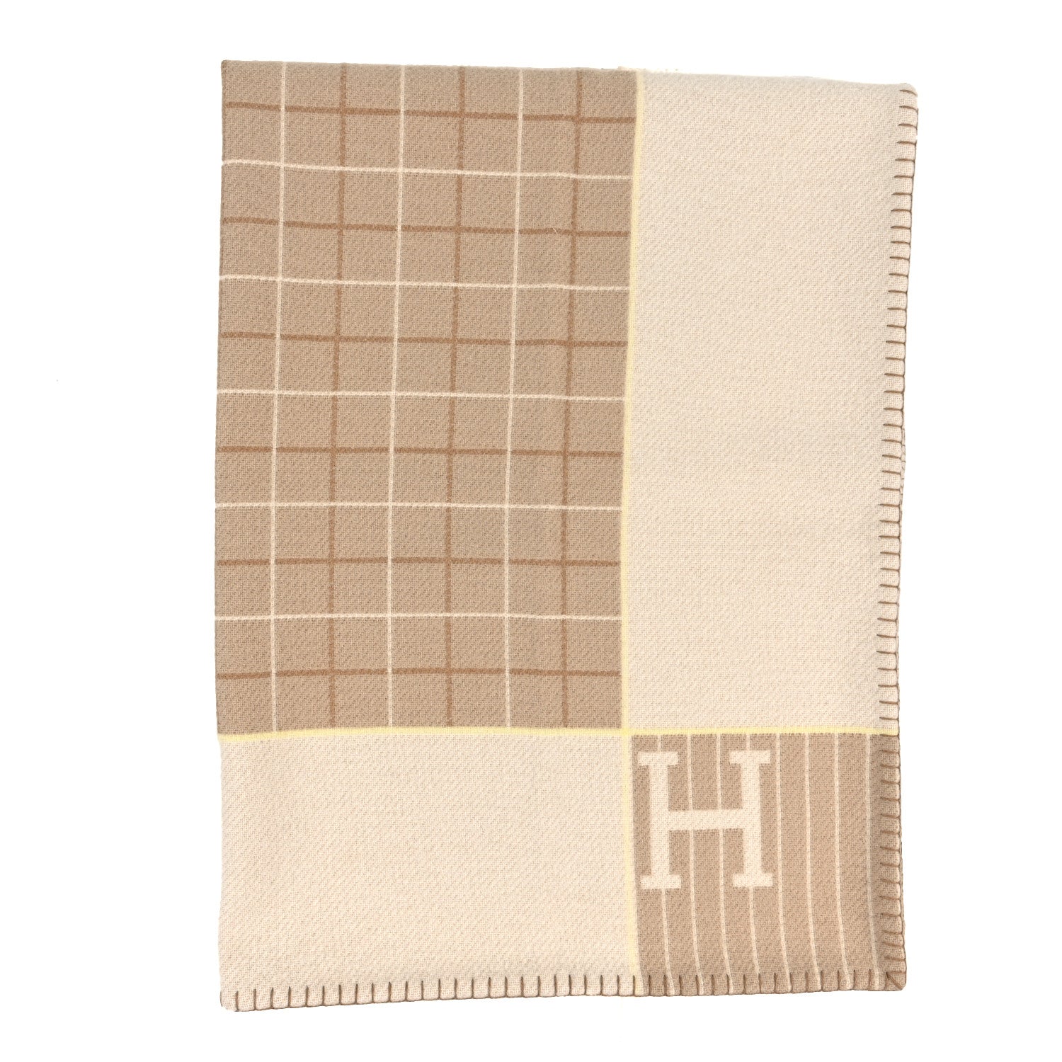 Hermes Wool Cashmere Avalon Passe-Passe Blanket Naturel 1248297