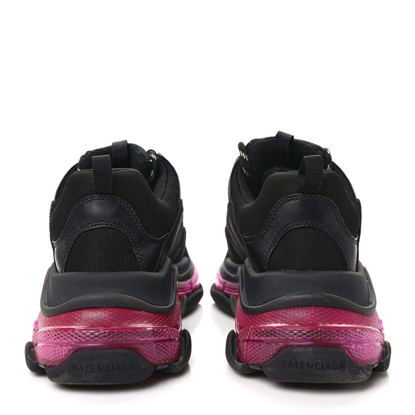 Fabric Mesh Clear Sole Mens Triple S Sneakers 44 Black Pink Neon