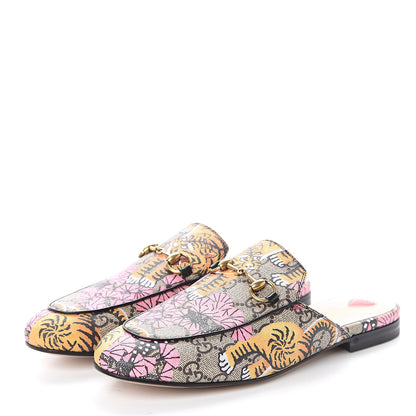Gucci GG Supreme Monogram Bengal Womens Princetown Slippers 37.5 Beige Crop Pink 3 of 7