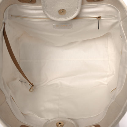 Chanel Canvas Pearl Medium Deauville Tote Ecru Beige 5 of 10