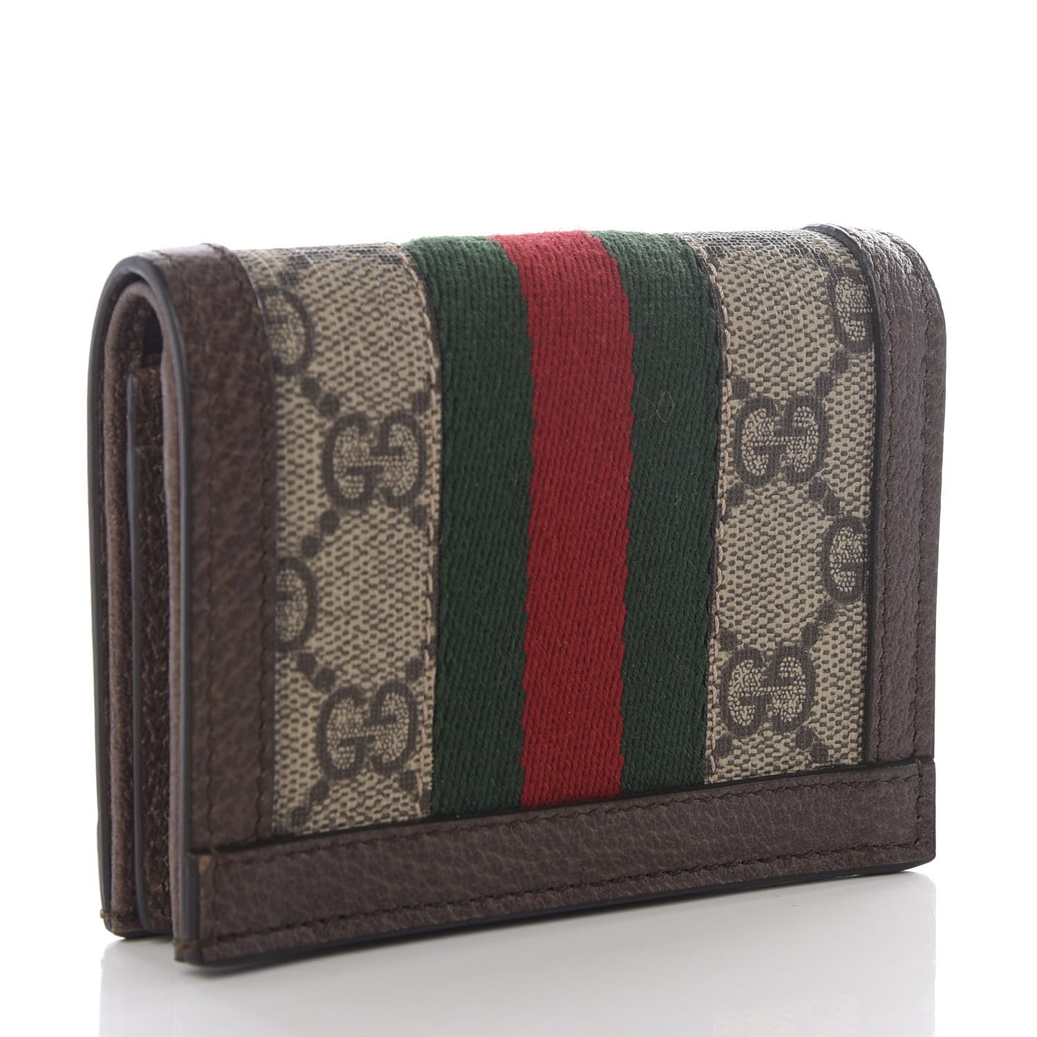 Gucci GG Supreme Monogram Web Ophidia Card Case Beige New Acero 2 of 9