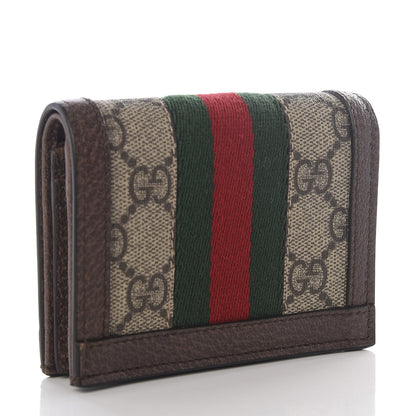 Gucci GG Supreme Monogram Web Ophidia Card Case Beige New Acero 2 of 9